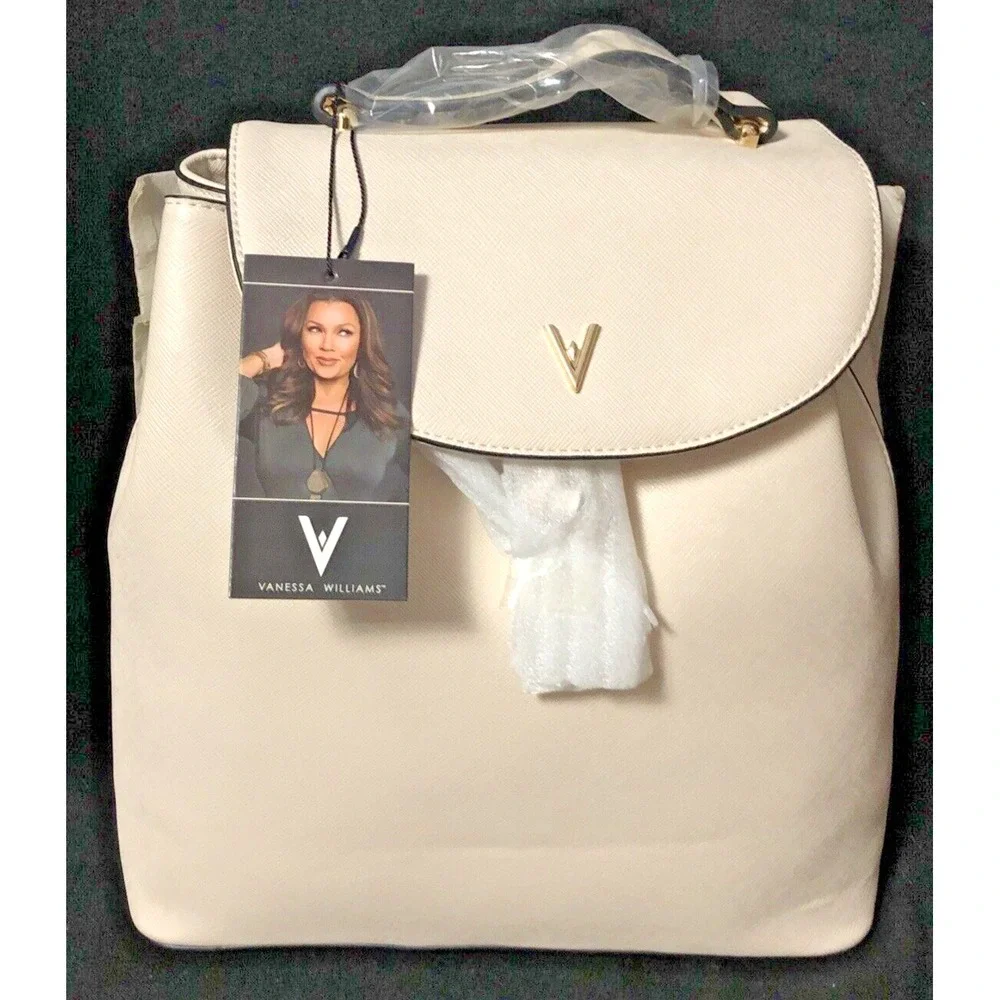 NWT Vanessa Williams Off White/Ivory Backpack Purse Faux Leather Lush Collection
